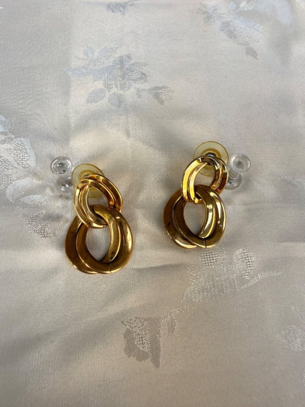 Vintage Gold-Tone Linked Chain Dangle Earrings w/ Push Back Closure - Big & Bold
